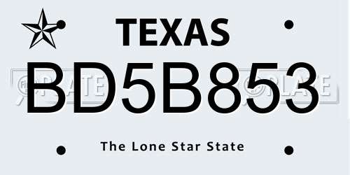 BD5B853 Texas License Plate