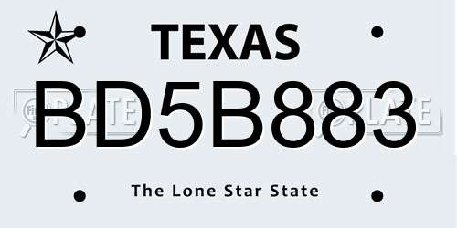 BD5B883 Texas License Plate