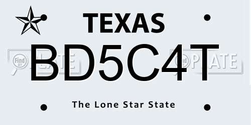 BD5C4T Texas License Plate