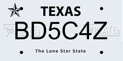 BD5C4Z Texas License Plate