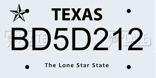 BD5D212 Texas License Plate