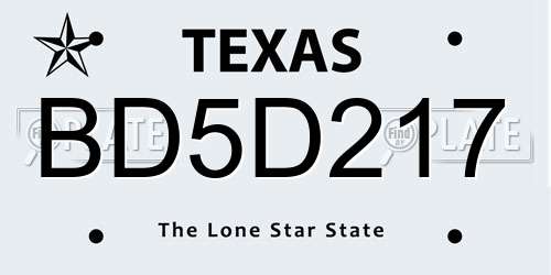 BD5D217 Texas License Plate