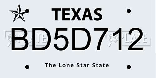 BD5D712 Texas License Plate