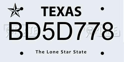 BD5D778 Texas License Plate