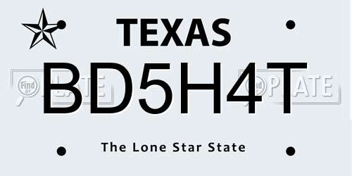 BD5H4T Texas License Plate