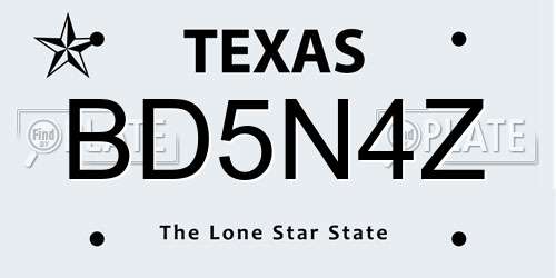 BD5N4Z Texas License Plate