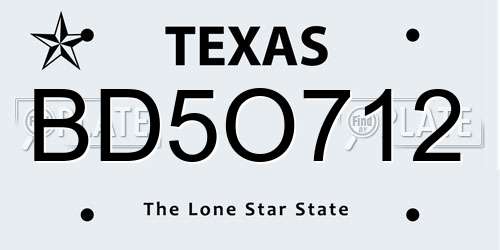 BD5O712 Texas License Plate