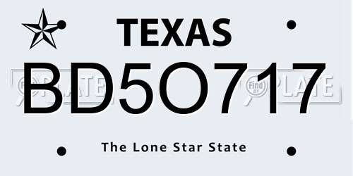 BD5O717 Texas License Plate