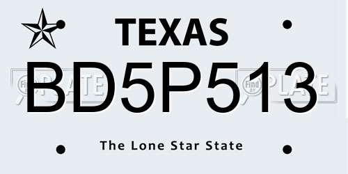 BD5P513 Texas License Plate