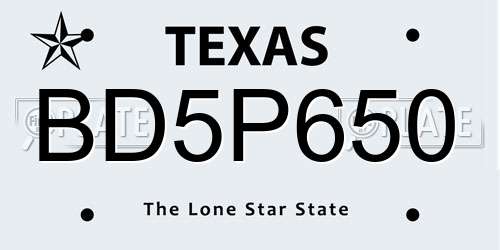 BD5P650 Texas License Plate