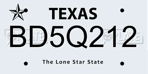 BD5Q212 Texas License Plate