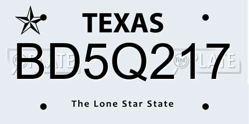 BD5Q217 Texas License Plate