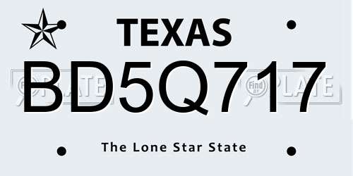 BD5Q717 Texas License Plate