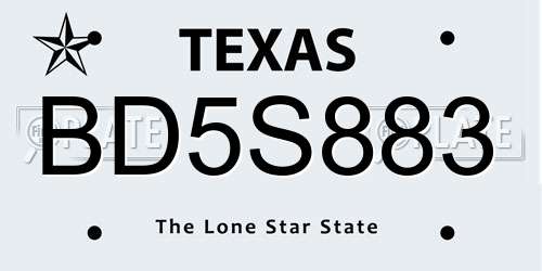 BD5S883 Texas License Plate