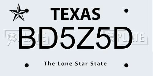 BD5Z5D Texas License Plate