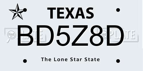 BD5Z8D Texas License Plate