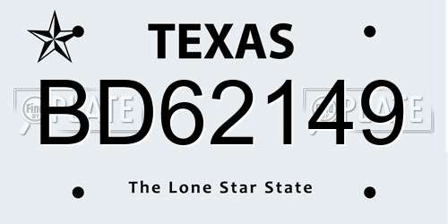 BD62149 Texas License Plate