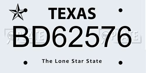 BD62576 Texas License Plate