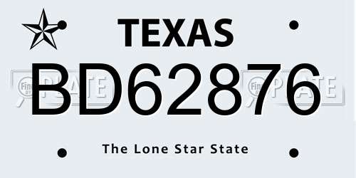 BD62876 Texas License Plate