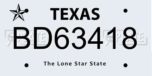 BD63418 Texas License Plate