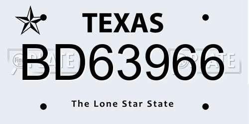 BD63966 Texas License Plate