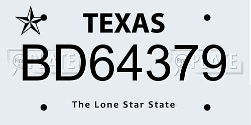 BD64379 Texas License Plate
