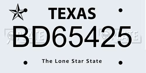 BD65425 Texas License Plate