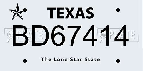 BD67414 Texas License Plate