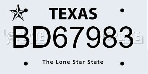 BD67983 Texas License Plate