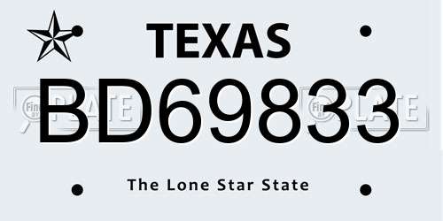 BD69833 Texas License Plate