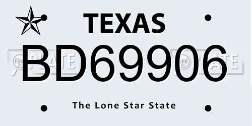 BD69906 Texas License Plate