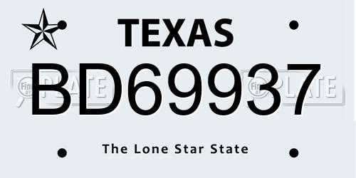 BD69937 Texas License Plate