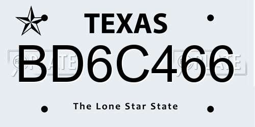 BD6C466 Texas License Plate