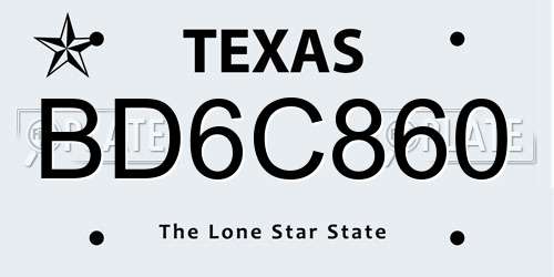 BD6C860 Texas License Plate