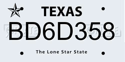 BD6D358 Texas License Plate