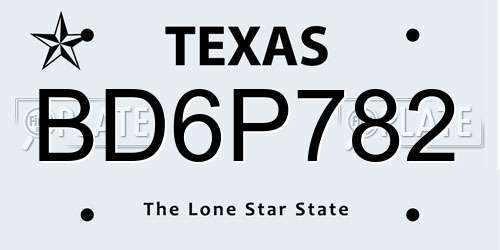 BD6P782 Texas License Plate