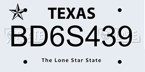 BD6S439 Texas License Plate