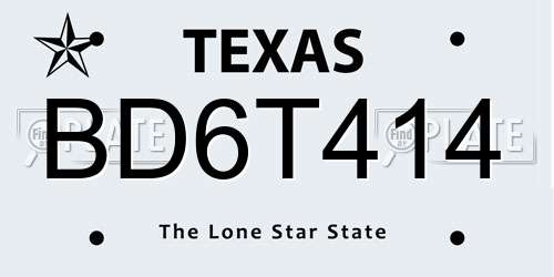 BD6T414 Texas License Plate