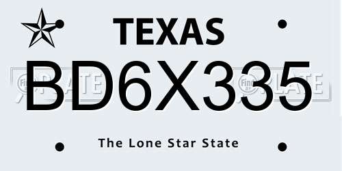 BD6X335 Texas License Plate