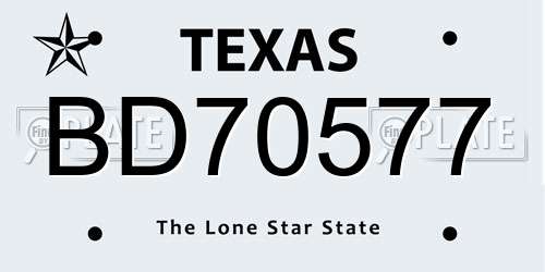 BD70577 Texas License Plate