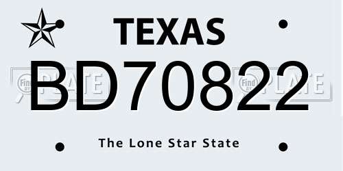 BD70822 Texas License Plate