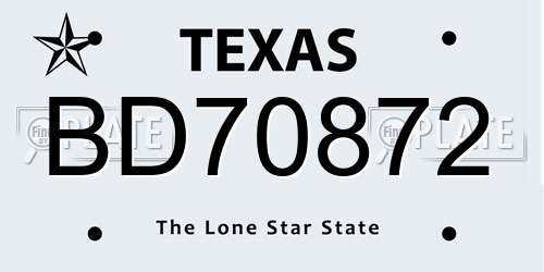 BD70872 Texas License Plate