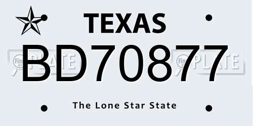 BD70877 Texas License Plate