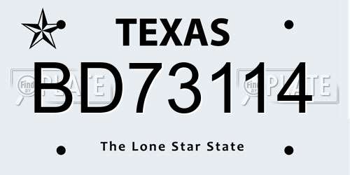 BD73114 Texas License Plate
