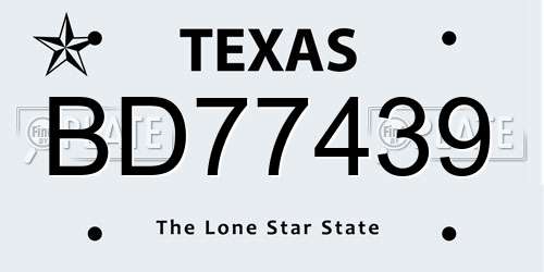 BD77439 Texas License Plate