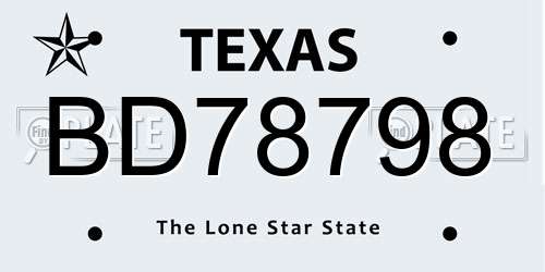 BD78798 Texas License Plate