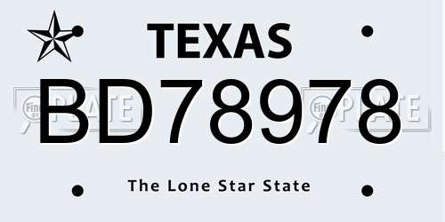 BD78978 Texas License Plate