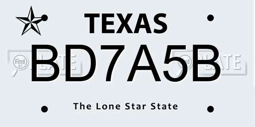 BD7A5B Texas License Plate
