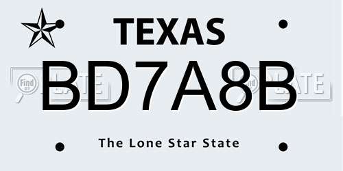 BD7A8B Texas License Plate