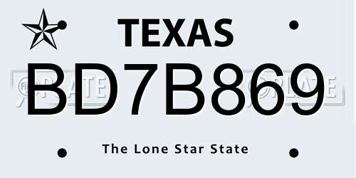 BD7B869 Texas License Plate